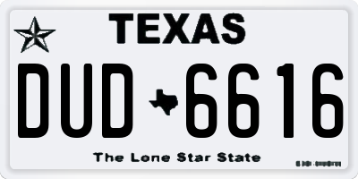 TX license plate DUD6616