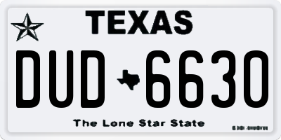 TX license plate DUD6630