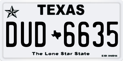 TX license plate DUD6635