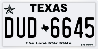 TX license plate DUD6645