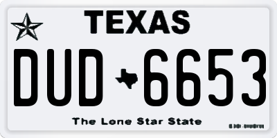 TX license plate DUD6653