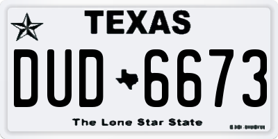 TX license plate DUD6673