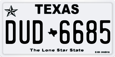 TX license plate DUD6685