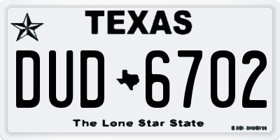 TX license plate DUD6702