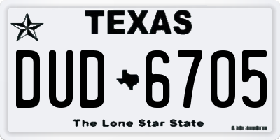 TX license plate DUD6705