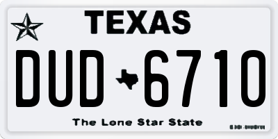 TX license plate DUD6710