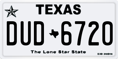 TX license plate DUD6720