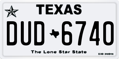 TX license plate DUD6740
