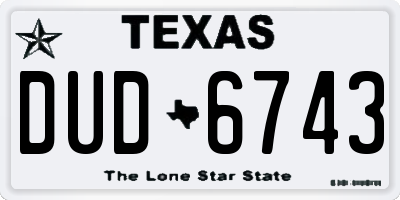 TX license plate DUD6743