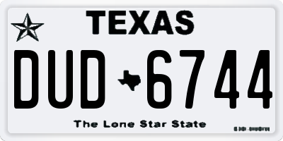 TX license plate DUD6744