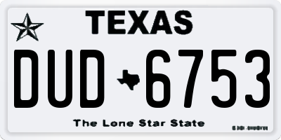 TX license plate DUD6753