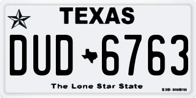 TX license plate DUD6763