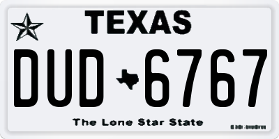 TX license plate DUD6767