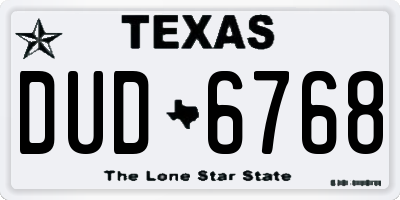 TX license plate DUD6768