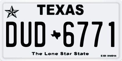 TX license plate DUD6771