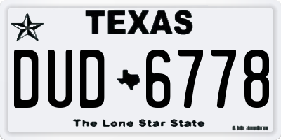 TX license plate DUD6778