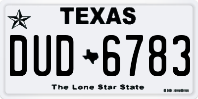 TX license plate DUD6783