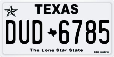 TX license plate DUD6785