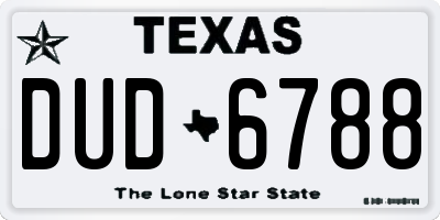 TX license plate DUD6788