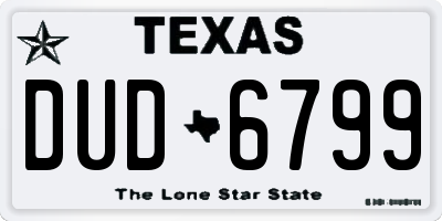 TX license plate DUD6799