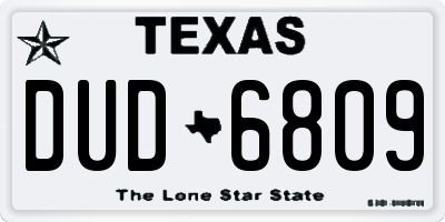 TX license plate DUD6809
