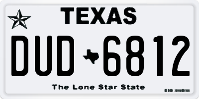 TX license plate DUD6812