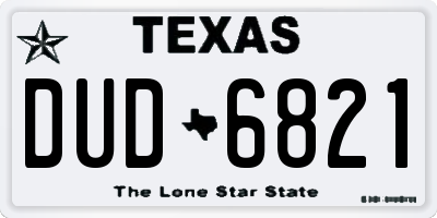 TX license plate DUD6821