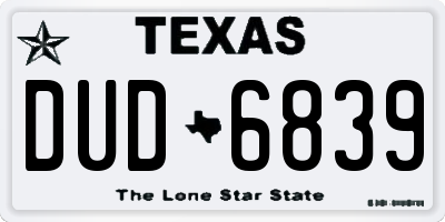 TX license plate DUD6839
