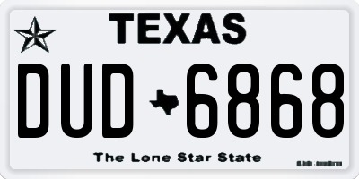 TX license plate DUD6868