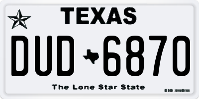 TX license plate DUD6870