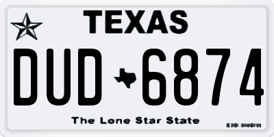 TX license plate DUD6874