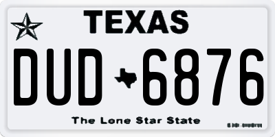 TX license plate DUD6876