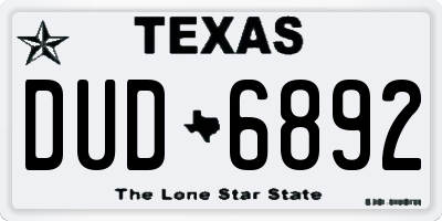 TX license plate DUD6892