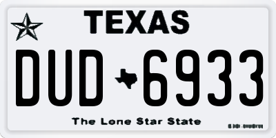 TX license plate DUD6933