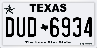 TX license plate DUD6934