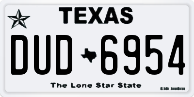 TX license plate DUD6954