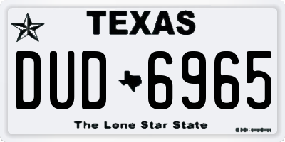 TX license plate DUD6965