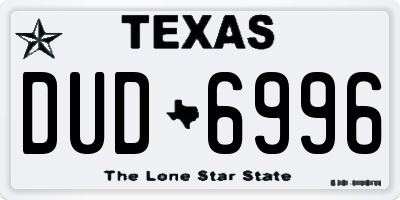 TX license plate DUD6996