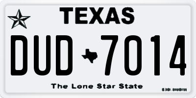 TX license plate DUD7014