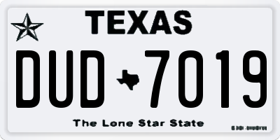 TX license plate DUD7019