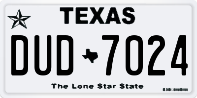 TX license plate DUD7024