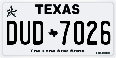 TX license plate DUD7026