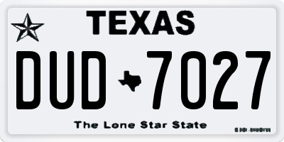 TX license plate DUD7027