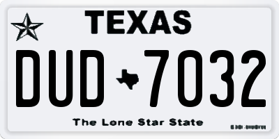 TX license plate DUD7032