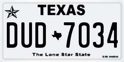 TX license plate DUD7034