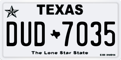 TX license plate DUD7035