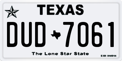 TX license plate DUD7061