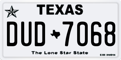 TX license plate DUD7068