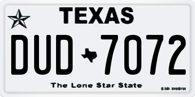 TX license plate DUD7072