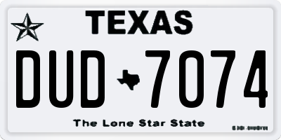 TX license plate DUD7074